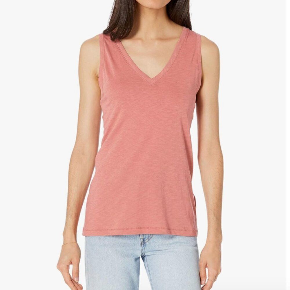 Madewell Pink Slub V-neck whisper cotton tank top XXS